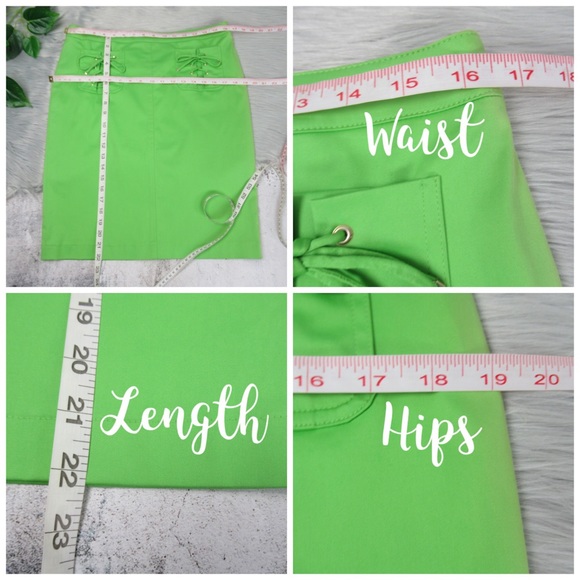 ESCADA Neon Green Straight Pencil Skirt Lac-Up Pockets Women’s Size 40 US M - Picture 11 of 14